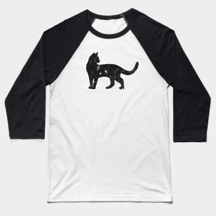 Cat with Black and White Galaxy Design Baseball T-Shirt